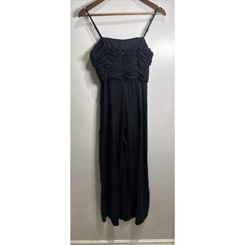 Madewell Jumpsuit Ruched Cropped Wide Leg Women's Size 4 Black Boho Classic